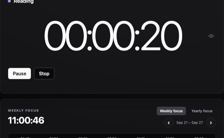 Cadence timer tracking a Reading session